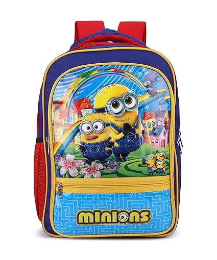 Minion Printed Polyster Fabric with high quality Padding Stylish School Bag, Kids Bag Ideal for UKG Nursery 1st Class