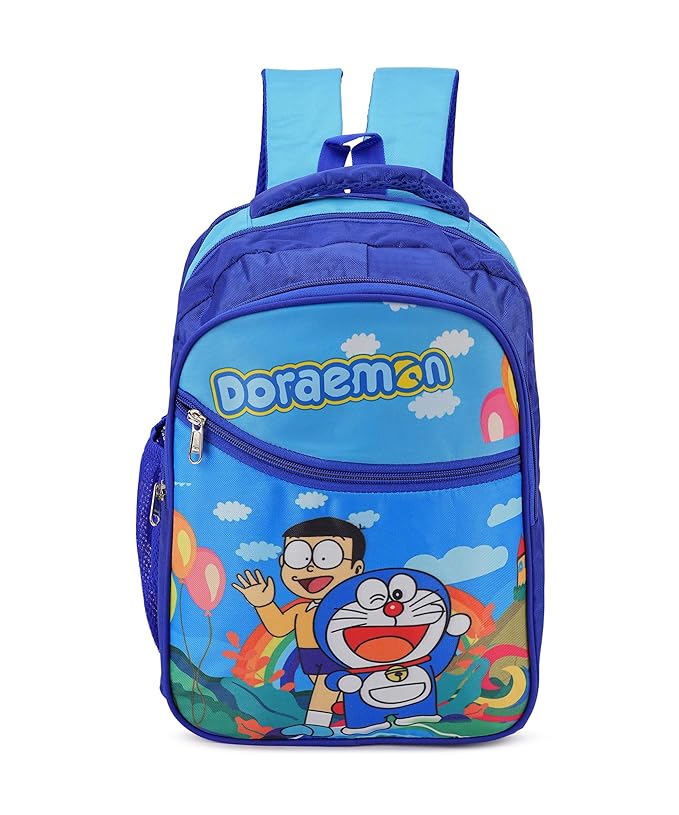 Doraemon Print School Bag with Three Compartments Stylish and Durable Backpack for Kids Perfect for School & Travel