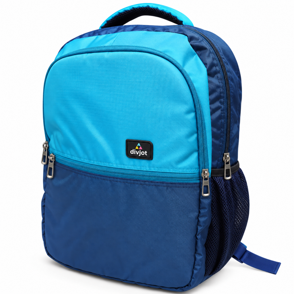 Aero Style Casual School Backpack – Aqua Blue & Navy Blue