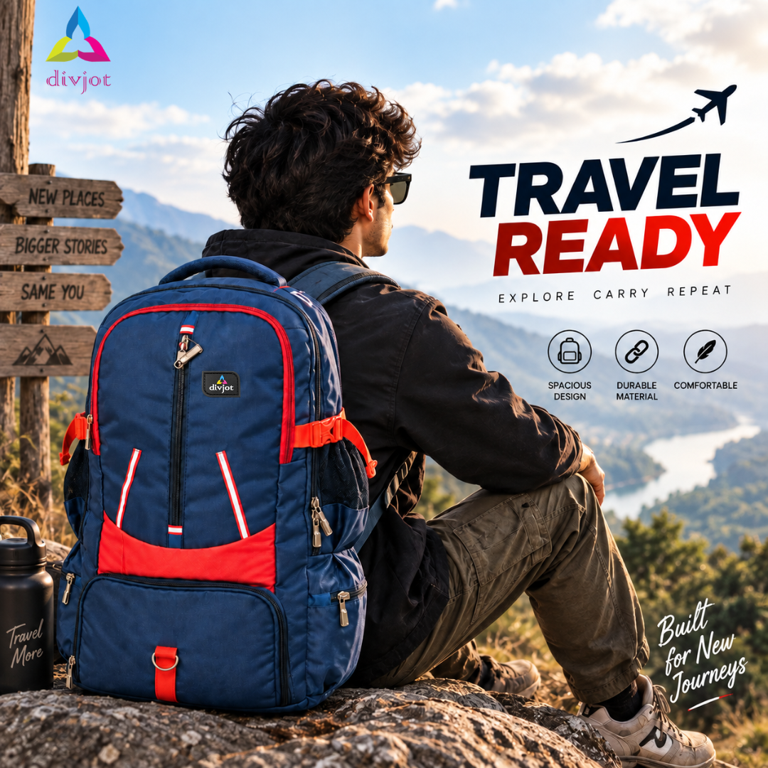 Travel Backpack for Men & Women | Stylish & Spacious Backpack for Trips & Journeys | Navy Blue