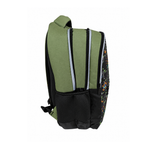 Urban Tech Printed Backpack – Green & Black Multi-Pocket School Bag