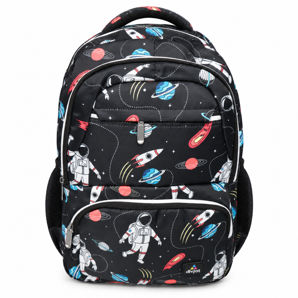 Galaxy Explorer Printed School Backpack – Black