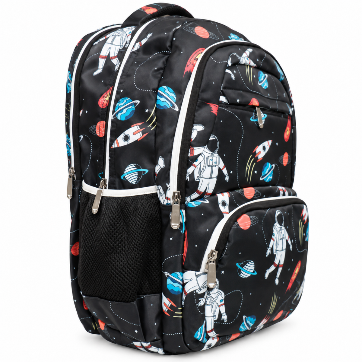 Galaxy Explorer Printed School Backpack – Black