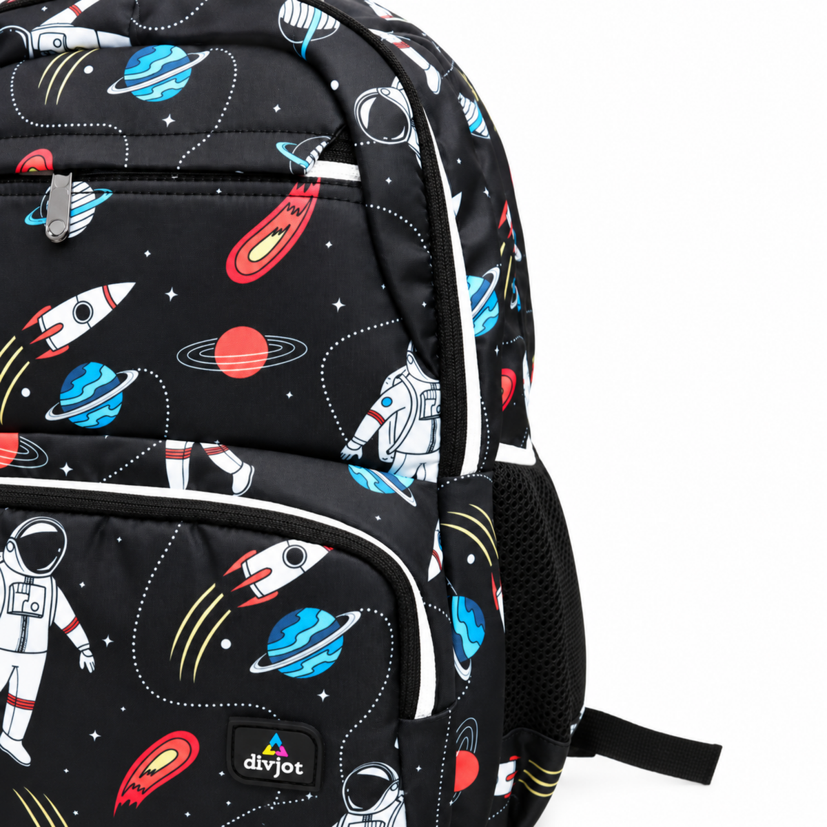 Galaxy Explorer Printed School Backpack – Black