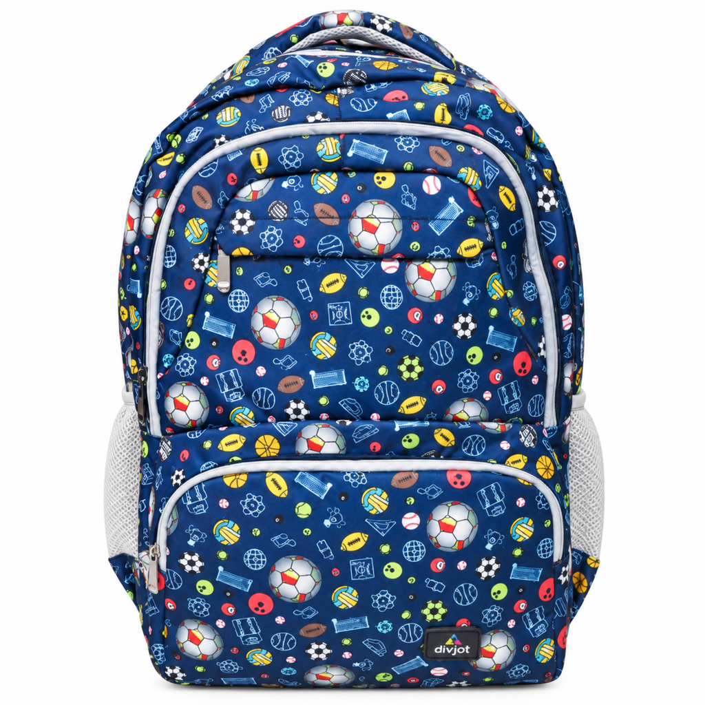 Sports Zone Printed School Backpack – Blue