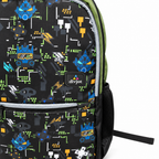 Urban Tech Printed Backpack – Green & Black Multi-Pocket School Bag