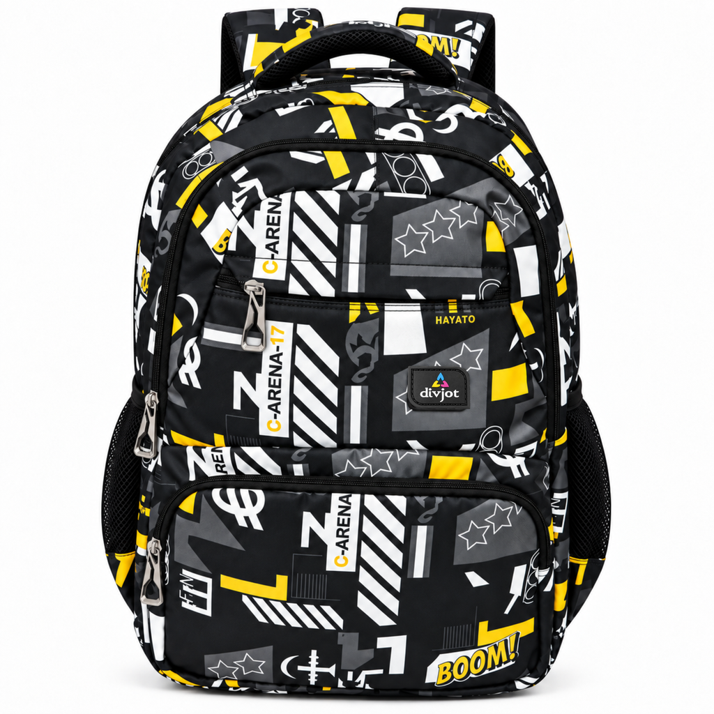 Street Motion School Backpack – Black & Yellow