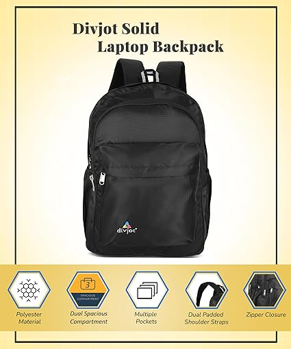 Stylish Polyester Black Laptop Bag – Solid Pattern Design with 3 Compartments, 17.5" Height Bags for Work