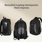 divjot Polyester Black Laptop Bag with 2 Compartments - 18.5" Height, Solid Pattern Water Resistant Sturdy Backpack for Business College School Travel,Men Women Casual Daypack,Black (DVJT-LB-3612a)