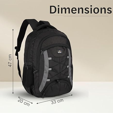 divjot Polyester Black Laptop Bag with 2 Compartments - 18.5" Height, Solid Pattern Water Resistant Sturdy Backpack for Business College School Travel,Men Women Casual Daypack,Black (DVJT-LB-3612a)