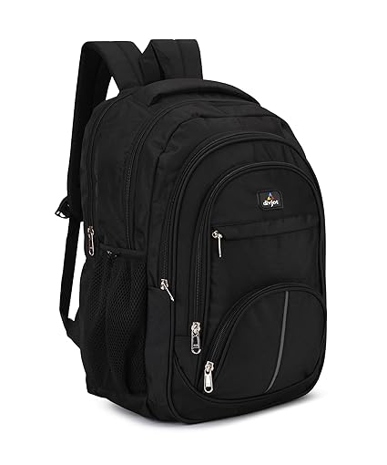 Black School Bag, Stylish & Durable Polyester Fabric with Padding, Comfortable & Spacious Backpack for Boys and Girls, Ideal for School, Travel, and Everyday Use