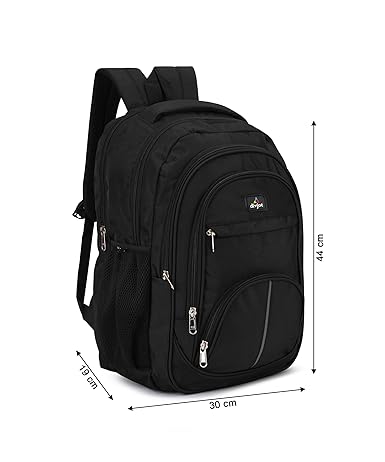 Black School Bag, Stylish & Durable Polyester Fabric with Padding, Comfortable & Spacious Backpack for Boys and Girls, Ideal for School, Travel, and Everyday Use