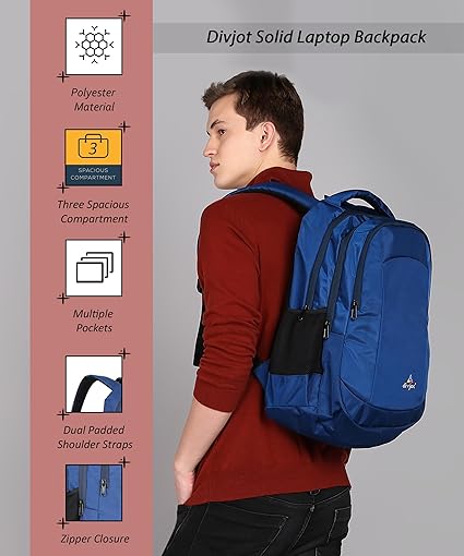 Polyester  Solid Pattern 19 Height With 3 Comartment Laptop Bag Durable Travel & Office Unisex Style (DVJT-LB-3607)