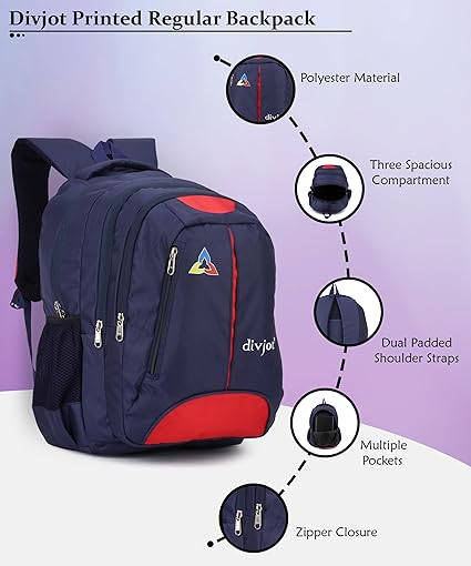 30L Atomic Dx Navy Blue 15.6" Laptop Backpack for Men | 3 Compartment Large College & Office Bag | Water Resistant PU & Polyester