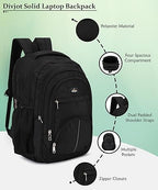 Black School Bag, Stylish & Durable Polyester Fabric with Padding, Comfortable & Spacious Backpack for Boys and Girls, Ideal for School, Travel, and Everyday Use
