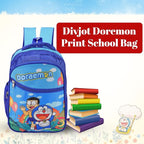 Doraemon Print School Bag with Three Compartments Stylish and Durable Backpack for Kids Perfect for School & Travel