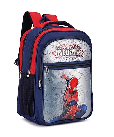 divjot Kids Blue & Red Spiderman Large School Bag For class 3 to 5 (DVJT-SB-3102-SPDRMN)