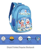Cute Doraemon Print School Bag with Three Compartment Design for Kids, Perfect for School