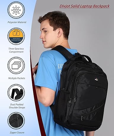 divjot PVC Grey Color Solid Pattern Laptop Bag | Water Resistant Standard 3 Compartment Backpack|(DVJT-LB-3603e)