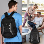divjot Polyester Black Laptop Bag with 2 Compartments - 18.5" Height, Solid Pattern Water Resistant Sturdy Backpack for Business College School Travel,Men Women Casual Daypack,Black (DVJT-LB-3612a)