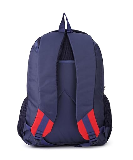 30L Atomic Dx Navy Blue 15.6" Laptop Backpack for Men | 3 Compartment Large College & Office Bag | Water Resistant PU & Polyester
