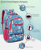 Floral Print School Bag with Two Compartments Stylish and Spacious Backpack for Girls Perfect for School & Everyday Use