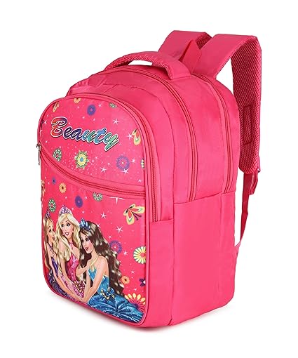 Charming Barbie Princess Print School Bag with Three Compartment Durable Design for Girls, Perfect for School
