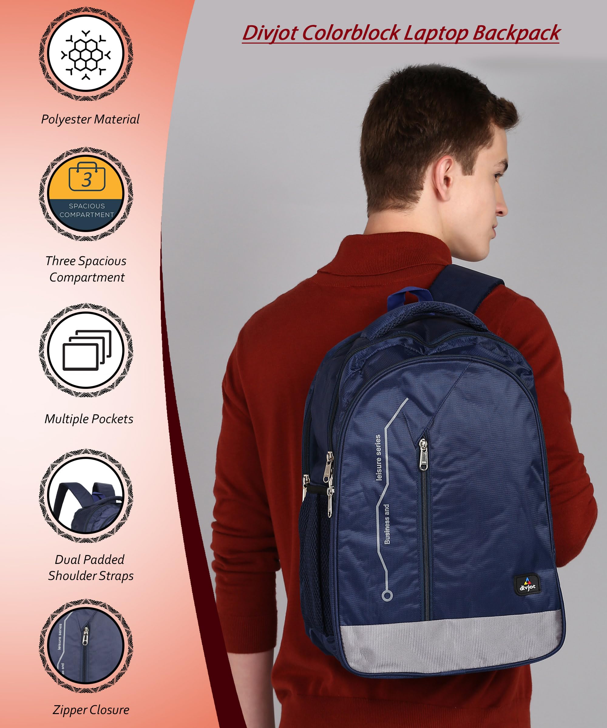 PVC Laptop Bag 17.5-Inch Height, Solid Pattern with 3 Spacious Compartments with Padded Laptop Sleeve Unisex Design (DVJT-LB-3614)