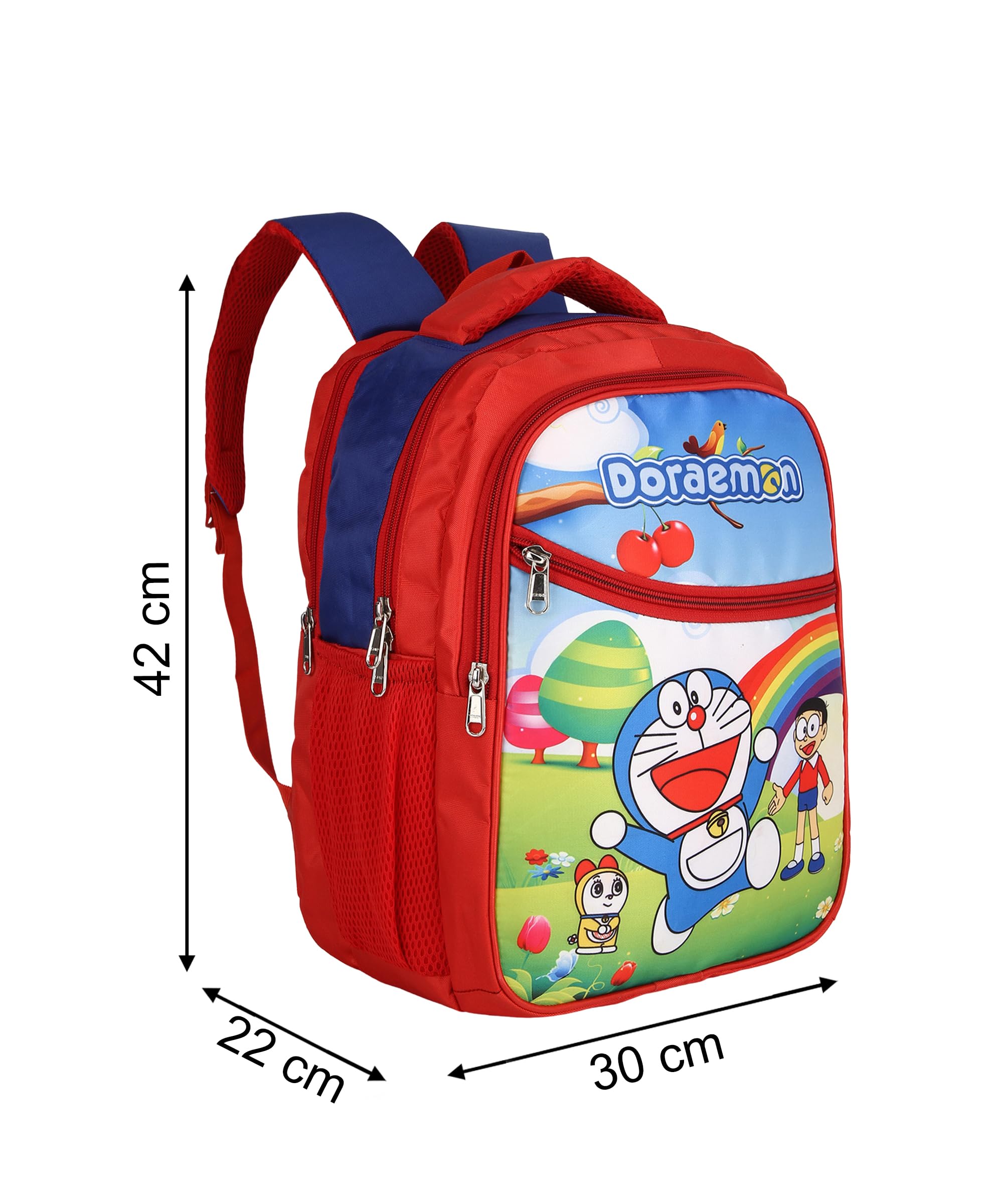 Doraemon Print School Bag with Three Compartments Stylish and Durable Backpack for Kids Perfect for School & Travel