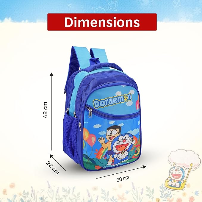 Doraemon Print School Bag with Three Compartments Stylish and Durable Backpack for Kids Perfect for School & Travel