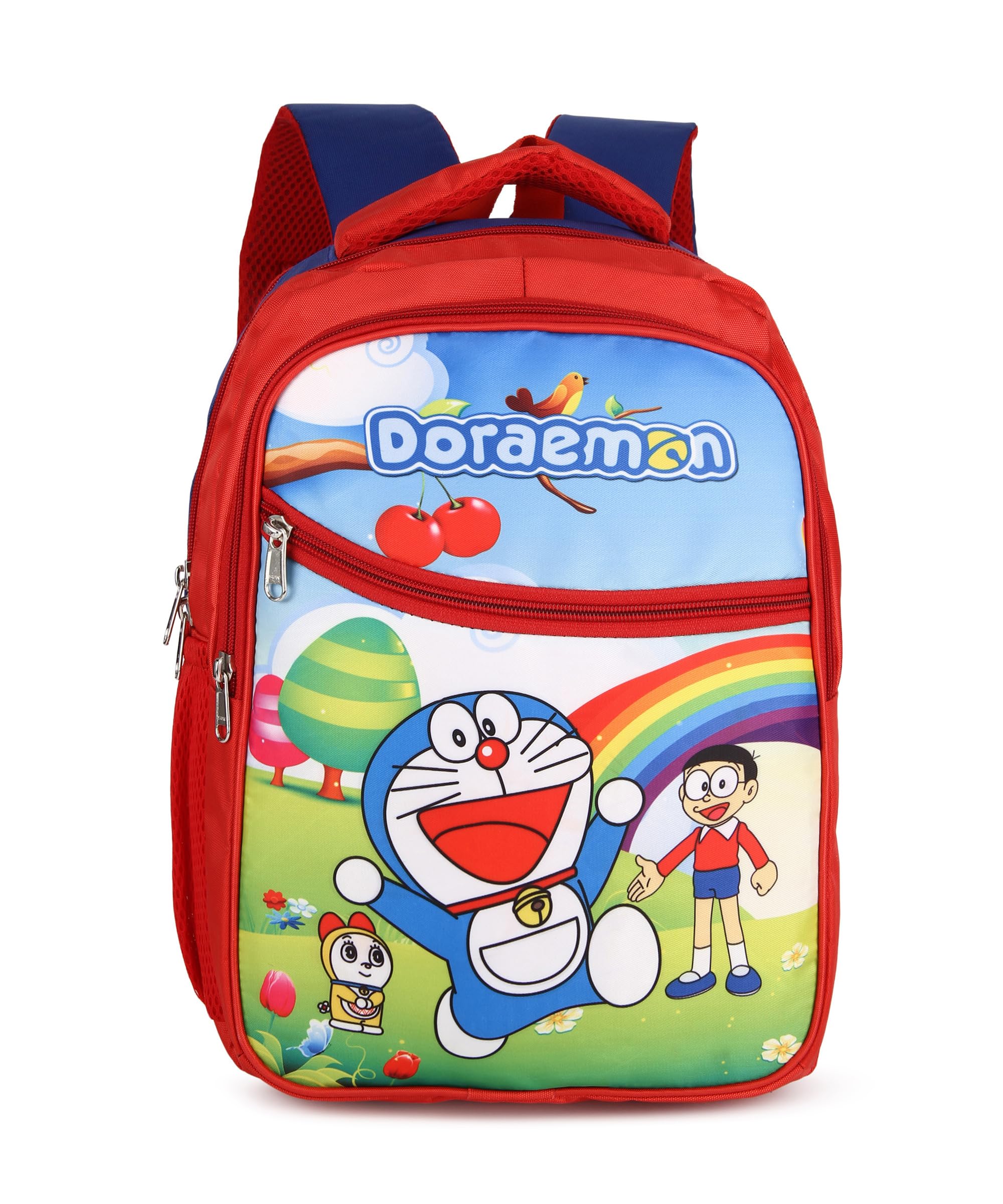 Doraemon Print School Bag with Three Compartments Stylish and Durable Backpack for Kids Perfect for School & Travel
