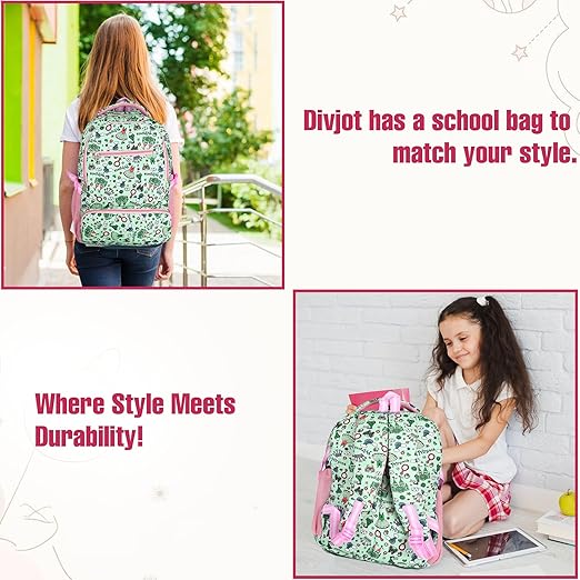 Floral Print School Bag with Two Compartments Stylish and Spacious Backpack for Girls Perfect for School & Everyday Use