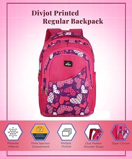 Block Print School Bag with Two Compartments Stylish and Functional Backpack for Kids, Ideal for School & Everyday Use
