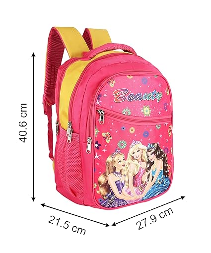 Charming Barbie Princess Print School Bag with Three Compartment Durable Design for Girls, Perfect for School