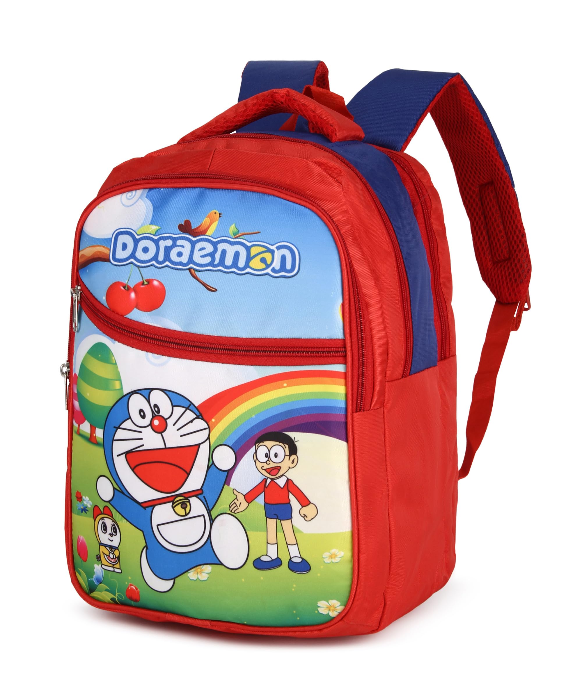 Doraemon Print School Bag with Three Compartments Stylish and Durable Backpack for Kids Perfect for School & Travel