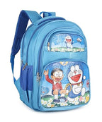 Cute Doraemon Print School Bag with Three Compartment Design for Kids, Perfect for School