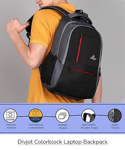 Stylish Polyester Laptop Bag – Block Pattern Design with 2 Compartments 18.5" Height DVJT-LB-3609 for Work
