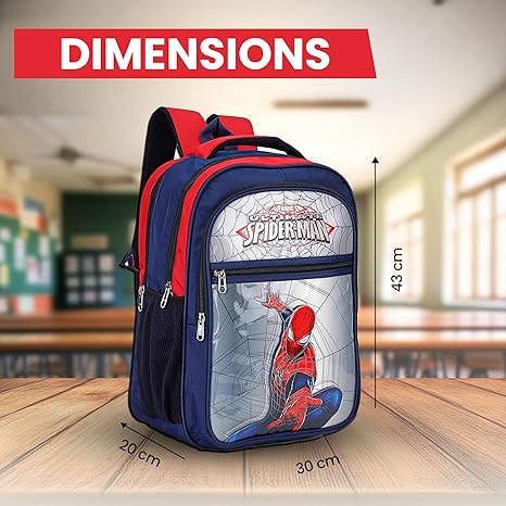 divjot Kids Blue & Red Spiderman Large School Bag For class 3 to 5 (DVJT-SB-3102-SPDRMN)