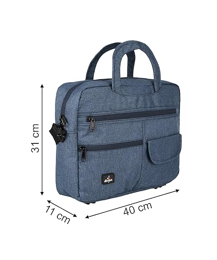 divjot Khadi PVC Navy Blue Color Solid Pattern 12 Height With 2 Comartment Laptop Bag (DVJT-LB-3611a)