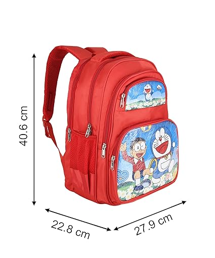 Cute Doraemon Print School Bag with Three Compartment Design for Kids, Perfect for School