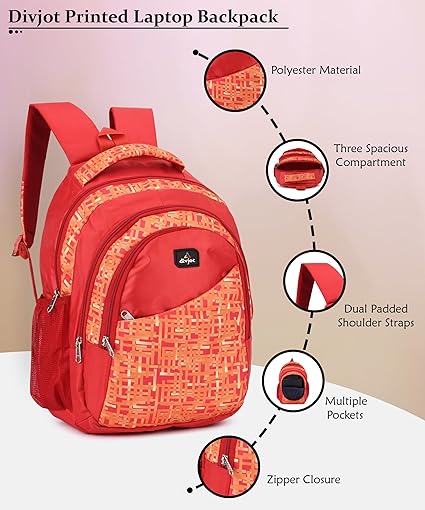Block Print School Bag with Two Compartments Stylish and Functional Backpack for Kids, Ideal for School & Everyday Use