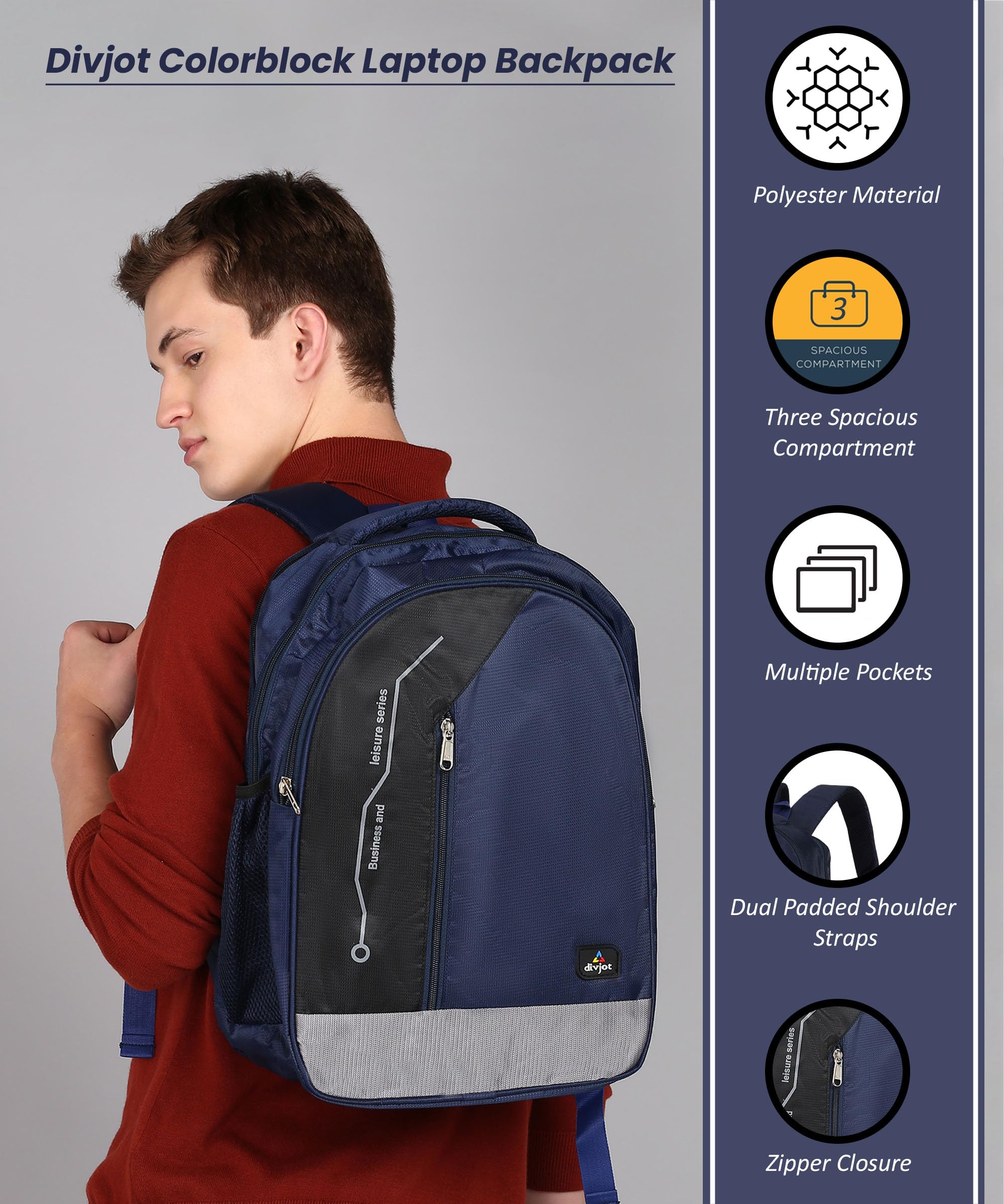 PVC Laptop Bag 17.5-Inch Height, Solid Pattern with 3 Spacious Compartments with Padded Laptop Sleeve Unisex Design (DVJT-LB-3614)