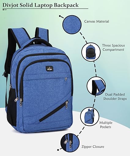 PVC Laptop Backpack | 30L Large Water-Resistant Bagpack with 4 Compartments | Solid Design for Office, College, Travel