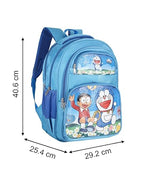 Cute Doraemon Print School Bag with Three Compartment Design for Kids, Perfect for School