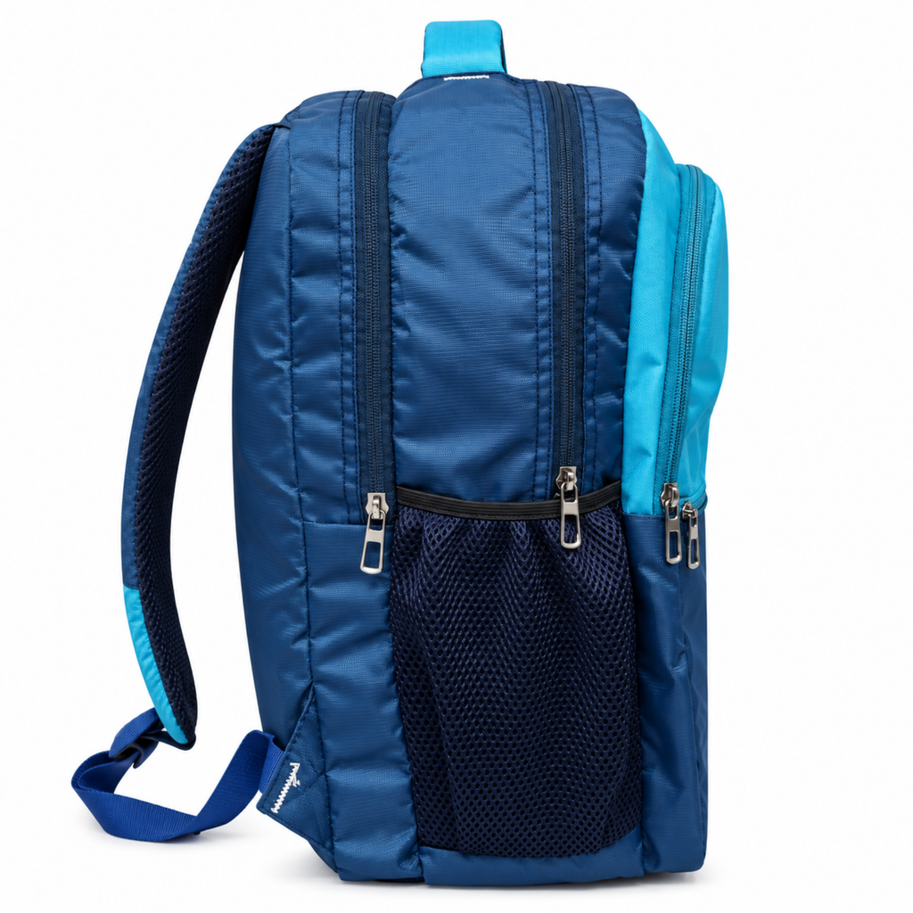 Aero Style Casual School Backpack – Aqua Blue & Navy Blue