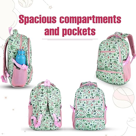 Floral Print School Bag with Two Compartments Stylish and Spacious Backpack for Girls Perfect for School & Everyday Use