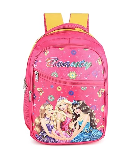 Charming Barbie Princess Print School Bag with Three Compartment Durable Design for Girls, Perfect for School