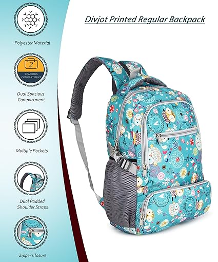 Floral Print School Bag with Two Compartments Stylish and Spacious Backpack for Girls Perfect for School & Everyday Use