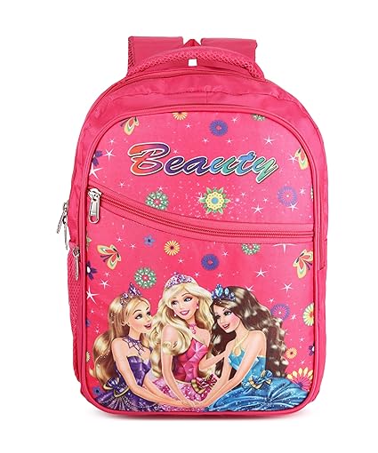 Charming Barbie Princess Print School Bag with Three Compartment Durable Design for Girls, Perfect for School