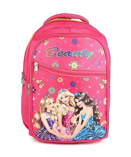 Charming Barbie Princess Print School Bag with Three Compartment Durable Design for Girls, Perfect for School